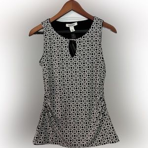 WHBM Black & White Sleeveless Top XXS